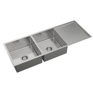 FIENZA HANA DOUBLE BOWL KITCHEN SINK WITH DRAINER STAINLESS STEEL 1180MM