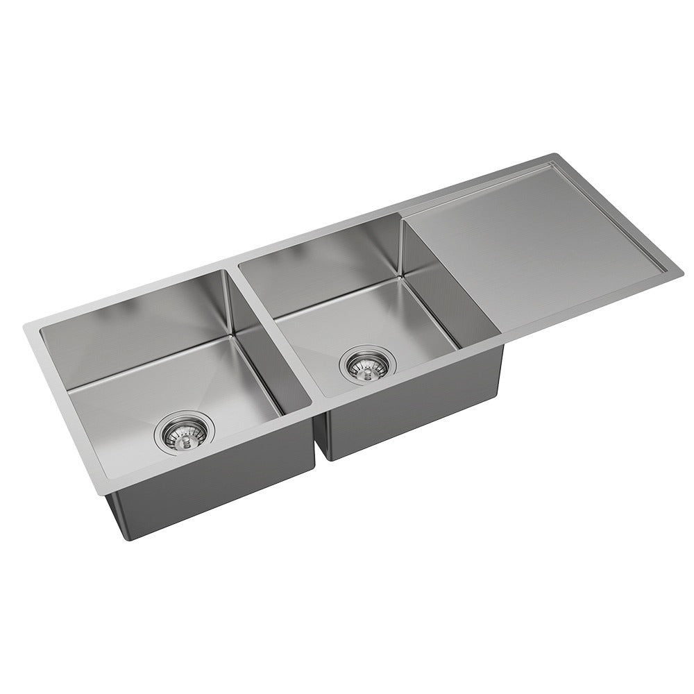 FIENZA HANA DOUBLE BOWL KITCHEN SINK WITH DRAINER KIT STAINLESS STEEL 1180MM