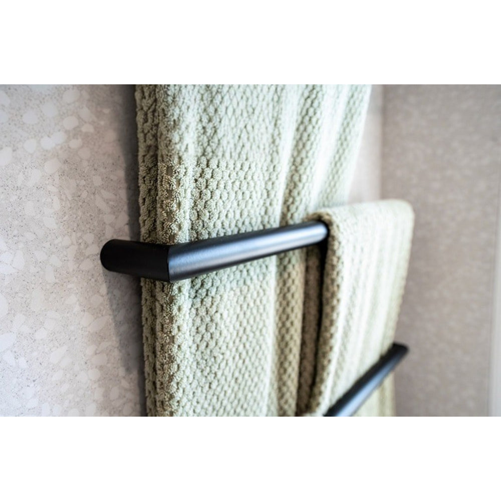 THERMOGROUP ROUND SINGLE BAR HEATED TOWEL RAIL 632MM BLACK
