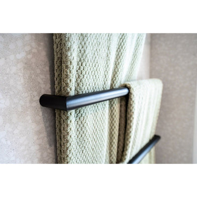 THERMOGROUP ROUND SINGLE BAR HEATED TOWEL RAIL 632MM BLACK