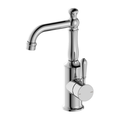 NERO YORK BASIN MIXER WITH METAL LEVER 265MM CHROME