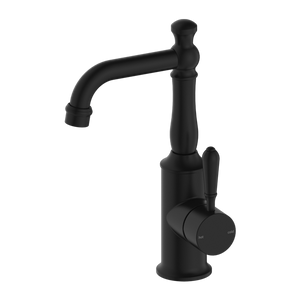 NERO YORK BASIN MIXER WITH METAL LEVER 265MM MATTE BLACK