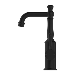 NERO YORK BASIN MIXER WITH METAL LEVER 265MM MATTE BLACK