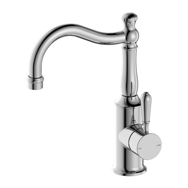 NERO YORK BASIN MIXER WITH METAL LEVER 265MM CHROME