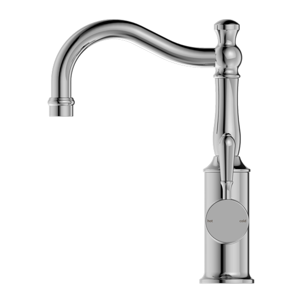 NERO YORK BASIN MIXER WITH METAL LEVER 265MM CHROME