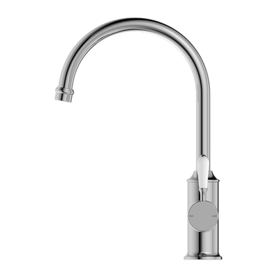 NERO YORK KITCHEN MIXER WITH WHITE PORCELAIN LEVER 347MM CHROME