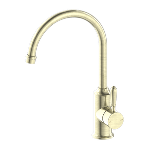 NERO YORK KITCHEN MIXER WITH METAL LEVER 347MM AGED BRASS