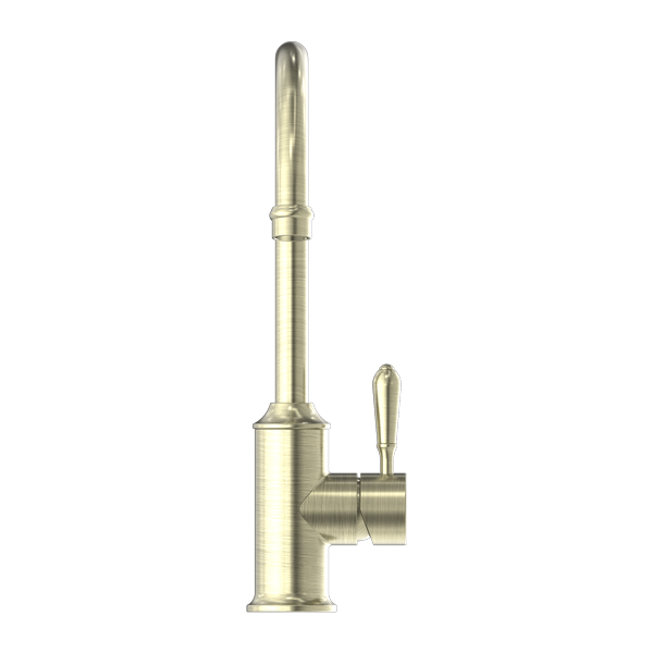 NERO YORK KITCHEN MIXER WITH METAL LEVER 347MM AGED BRASS
