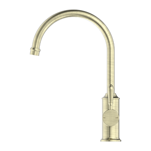 NERO YORK KITCHEN MIXER WITH METAL LEVER 347MM AGED BRASS