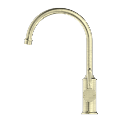 NERO YORK KITCHEN MIXER WITH METAL LEVER 347MM AGED BRASS
