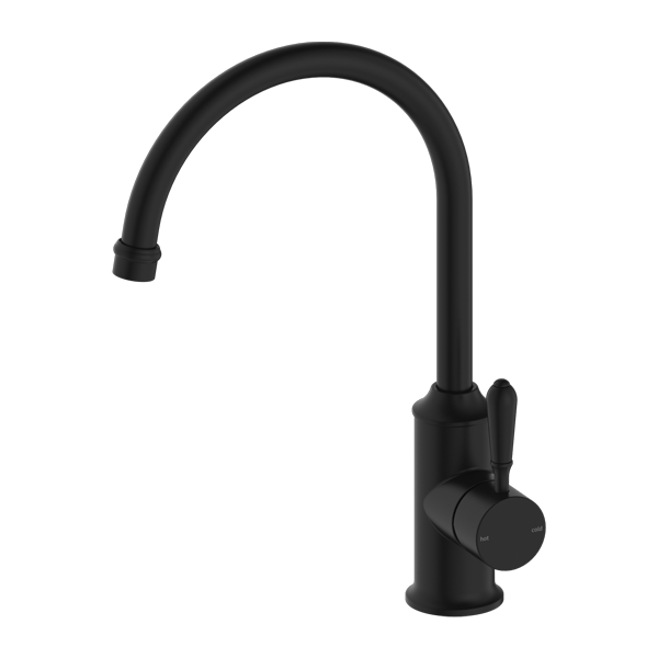 NERO YORK KITCHEN MIXER WITH METAL LEVER 347MM MATTE BLACK