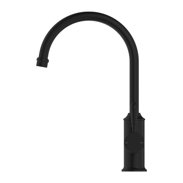 NERO YORK KITCHEN MIXER WITH METAL LEVER 347MM MATTE BLACK