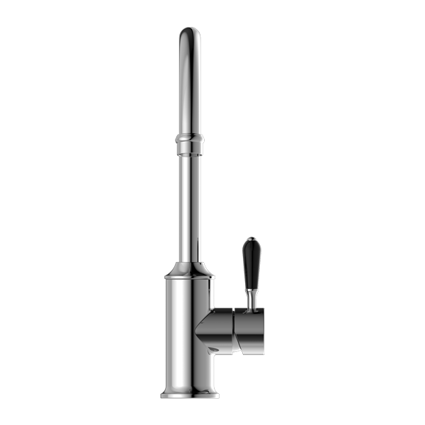 NERO YORK KITCHEN MIXER WITH BLACK PORCELAIN LEVER 347MM CHROME