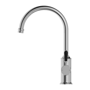 NERO YORK KITCHEN MIXER WITH BLACK PORCELAIN LEVER 347MM CHROME