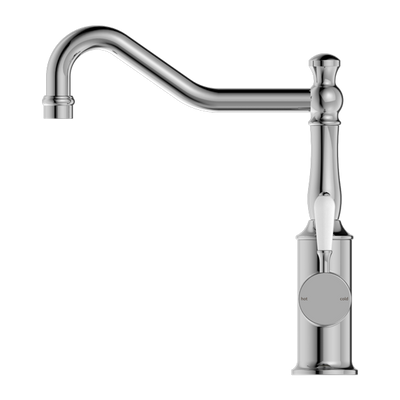 NERO YORK KITCHEN MIXER WITH WHITE PORCELAIN LEVER 265MM CHROME