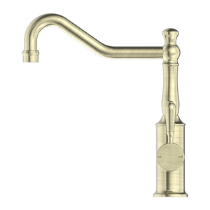 NERO YORK KITCHEN MIXER WITH METAL LEVER 265MM AGED BRASS