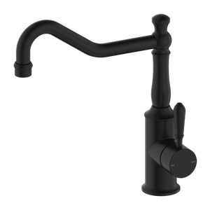 NERO YORK KITCHEN MIXER WITH METAL LEVER 265MM MATTE BLACK