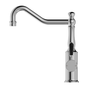 NERO YORK KITCHEN MIXER WITH BLACK PORCELAIN LEVER 265MM CHROME