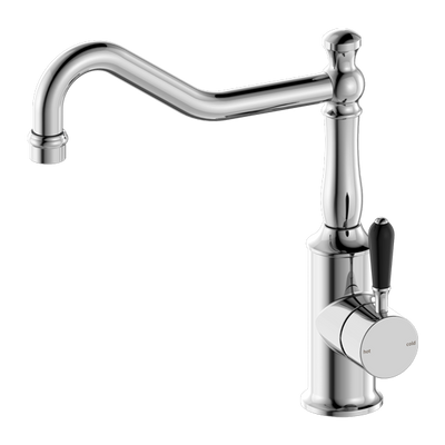NERO YORK KITCHEN MIXER WITH BLACK PORCELAIN LEVER 265MM CHROME