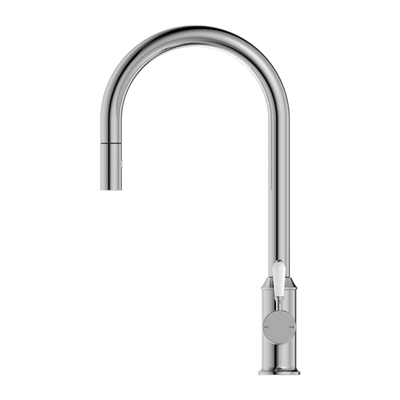 NERO YORK SPRAY PULL OUT SINK MIXER WITH WHITE PORCELAIN LEVER 457MM CHROME