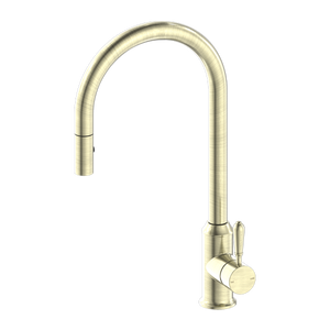 NERO YORK SPRAY PULL OUT SINK MIXER METAL LEVER 457MM AGED BRASS