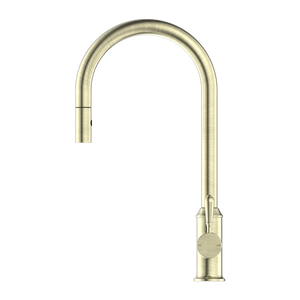 NERO YORK SPRAY PULL OUT SINK MIXER METAL LEVER 457MM AGED BRASS