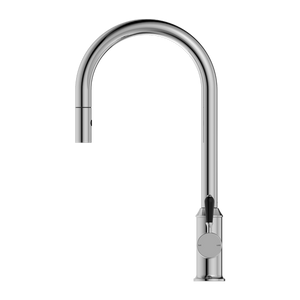 NERO YORK SPRAY PULL OUT SINK MIXER WITH BLACK PORCELAIN LEVER 457MM CHROME