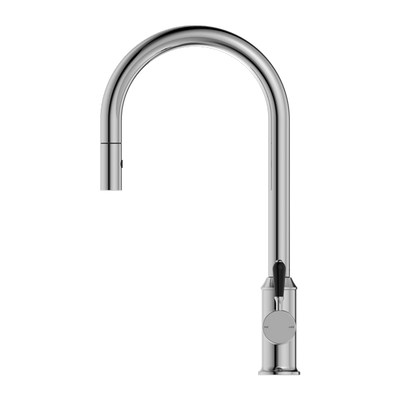 NERO YORK SPRAY PULL OUT SINK MIXER WITH BLACK PORCELAIN LEVER 457MM CHROME