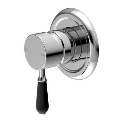 NERO YORK SHOWER MIXER WITH BLACK PORCELAIN LEVER 100MM CHROME