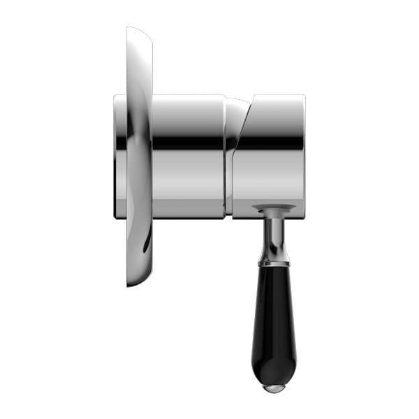 NERO YORK SHOWER MIXER 100MM CHROME WITH BLACK PORCELAIN LEVER