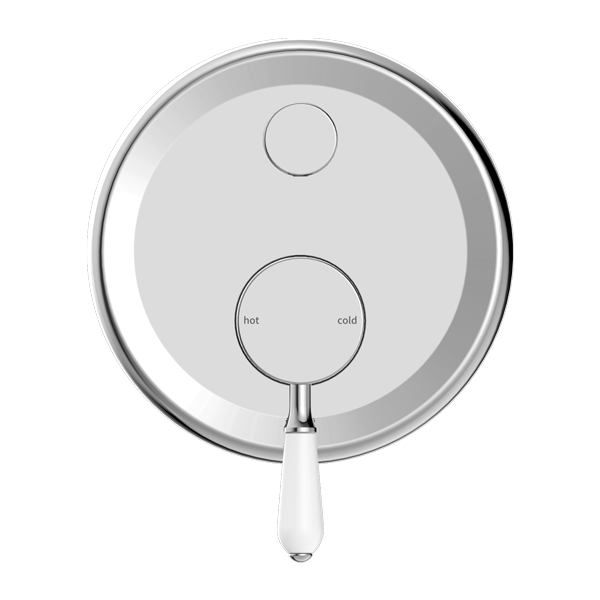 NERO YORK SHOWER MIXER DIVERTER WITH WHITE PORCELAIN LEVER 160MM CHROME