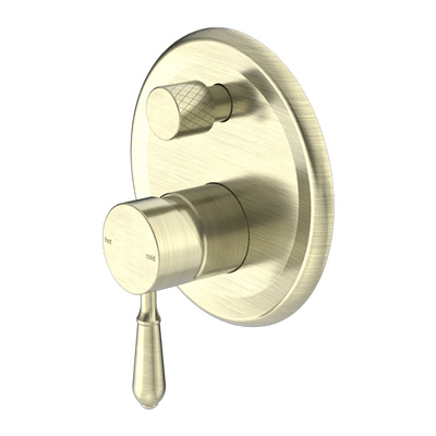 NERO YORK SHOWER MIXER DIVERTER WITH METAL LEVER 160MM AGED BRASS