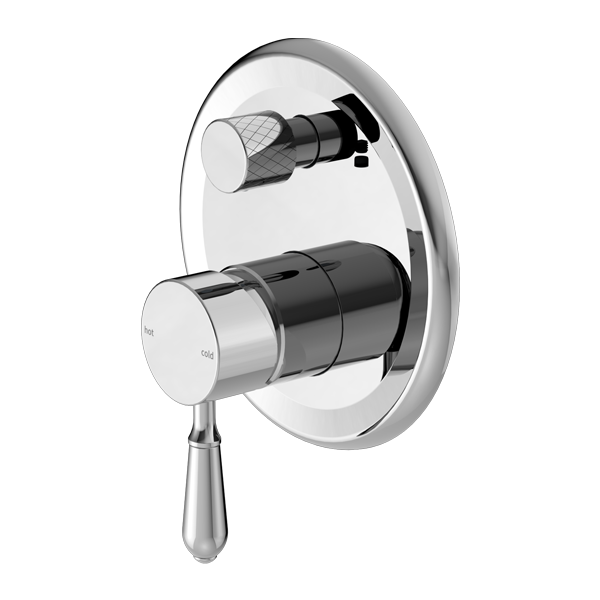 NERO YORK SHOWER MIXER DIVERTER WITH METAL LEVER 160MM CHROME