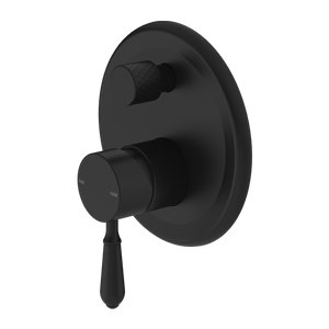 NERO YORK SHOWER MIXER DIVERTER WITH METAL LEVER 160MM MATTE BLACK
