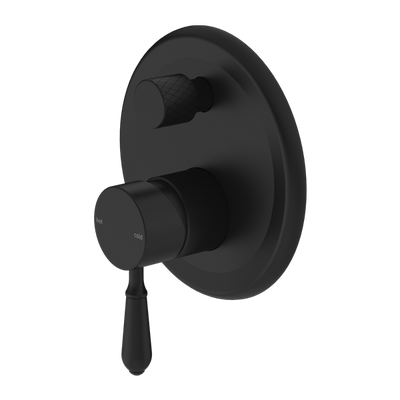 NERO YORK SHOWER MIXER DIVERTER WITH METAL LEVER 160MM MATTE BLACK