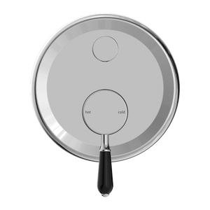 NERO YORK SHOWER MIXER DIVERTER WITH BLACK PORCELAIN LEVER 160MM CHROME