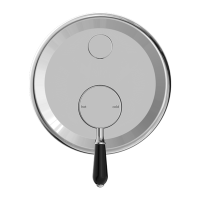 NERO YORK SHOWER MIXER DIVERTER WITH BLACK PORCELAIN LEVER 160MM CHROME