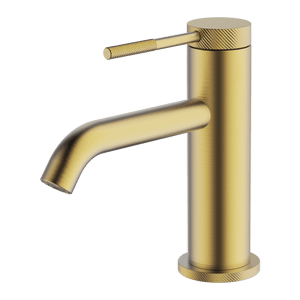 GARETH ASHTON POCO KNURLED BASIN MIXER BRUSHED BRASS