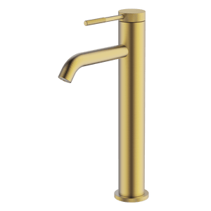 GARETH ASHTON POCO KNURLED TALL BASIN MIXER BRUSHED BRASS