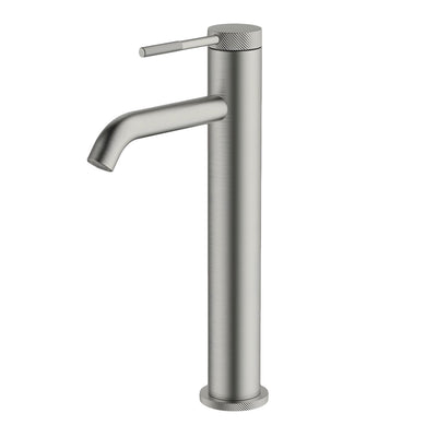 GARETH ASHTON POCO KNURLED TALL BASIN MIXER BRUSHED NICKEL