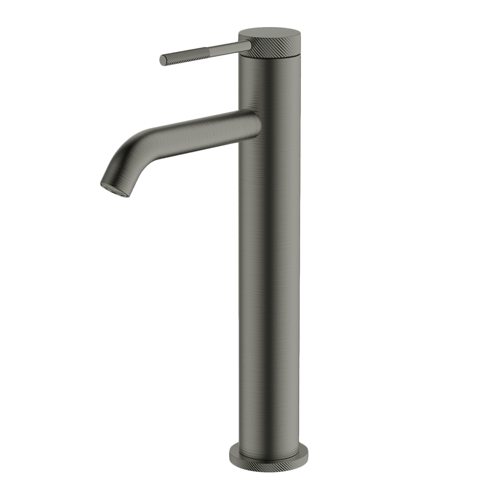 GARETH ASHTON POCO KNURLED TALL BASIN MIXER GUN METAL