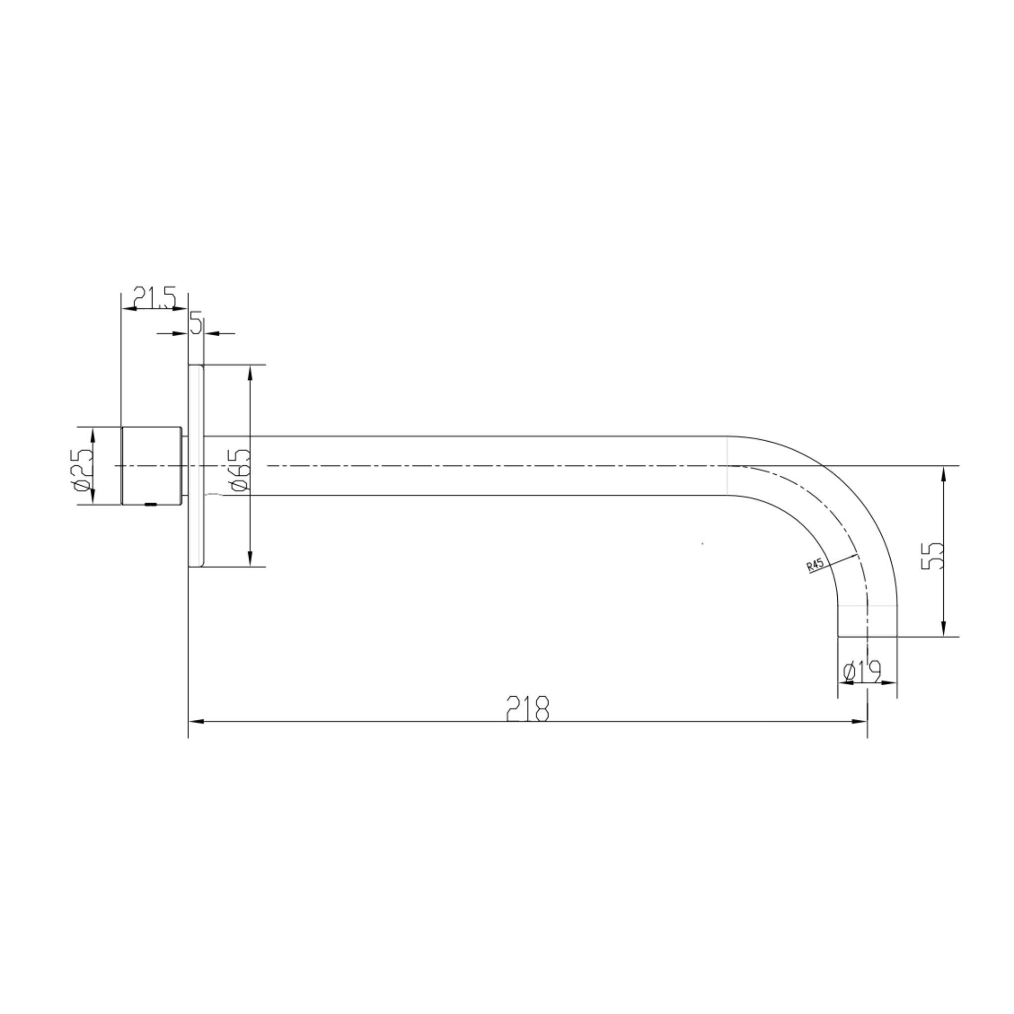 GARETH ASHTON POCO CURVED BASIN / BATH SPOUT GUN METAL (AVAILABLE IN 165MM AND 220MM)