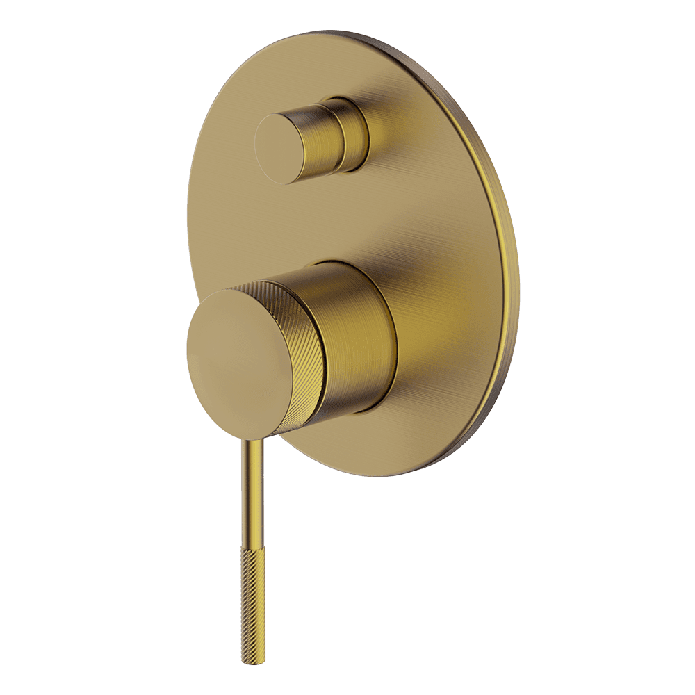 GARETH ASHTON POCO KNURLED WALL MIXER WITH DIVERTER BRUSHED BRASS
