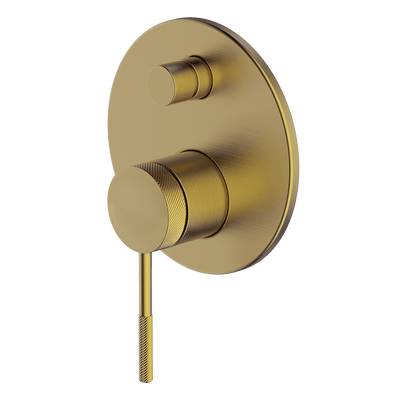 GARETH ASHTON POCO KNURLED WALL MIXER WITH DIVERTER BRUSHED BRASS