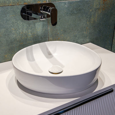 FIENZA PEBBLE ABOVE COUNTER BASIN GLOSS WHITE 400MM