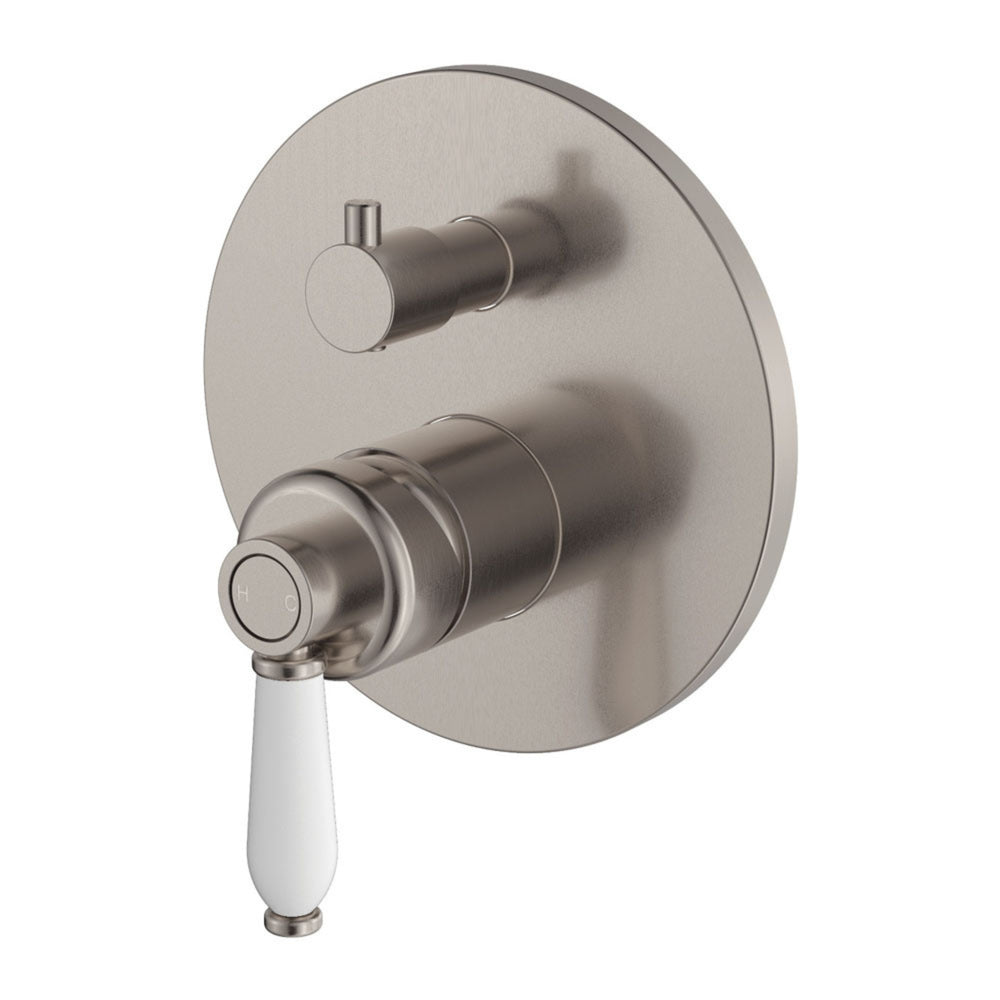 FIENZA ELEANOR WALL DIVERTER MIXER CERAMIC HANDLE BRUSHED NICKEL