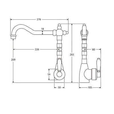FIENZA ELEANOR SHEPHERDS CROOK SINK MIXER 283MM CHROME