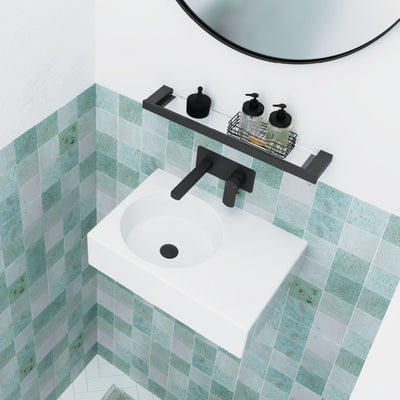 FIENZA REBA WALL HUNG LEFT-HAND BASIN GLOSS WHITE 600MM