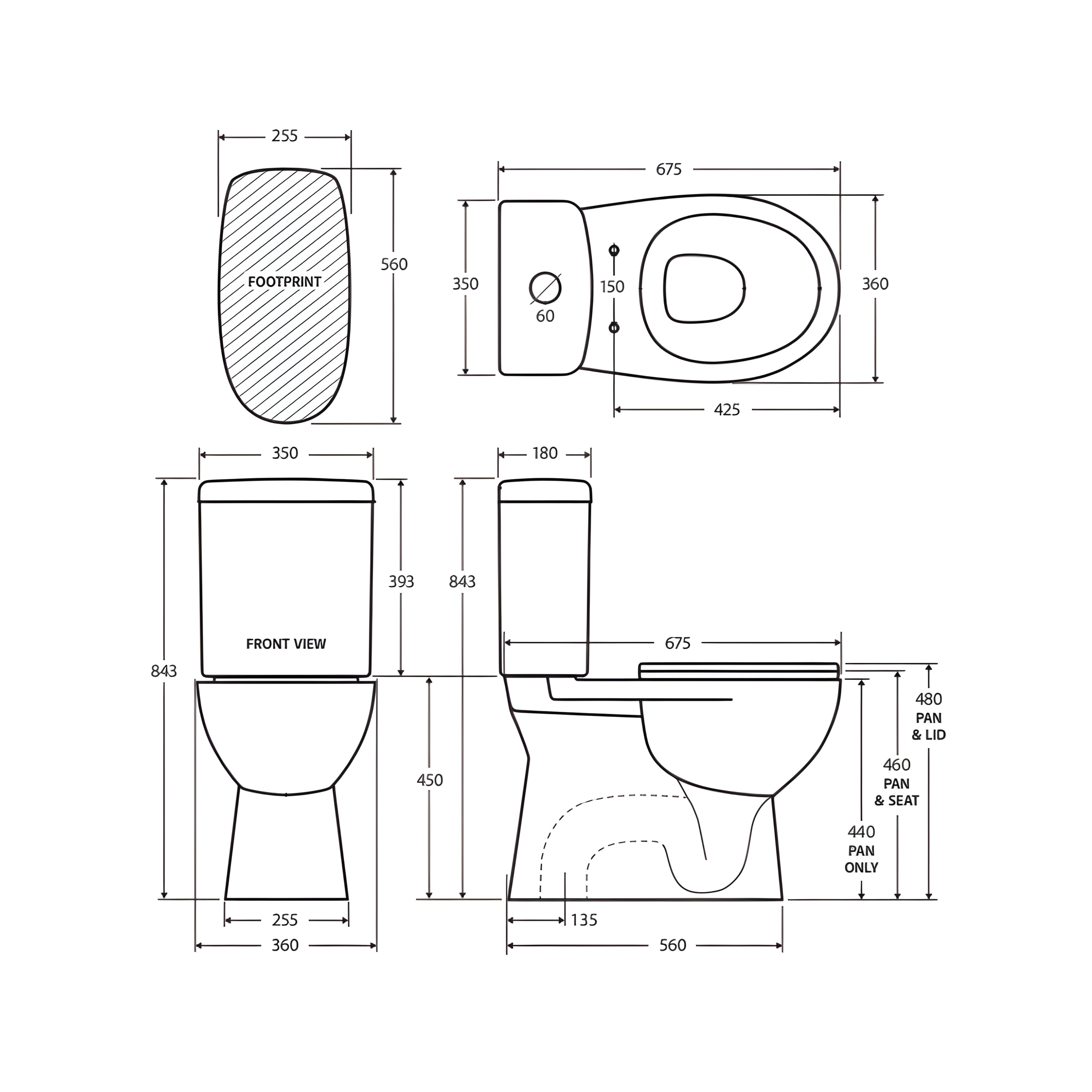 FIENZA STELLA CLOSE COUPLED RIMLESS TOILET SUITE GLOSS WHITE WITH S-TRAP