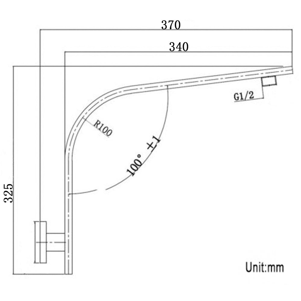 AQUAPERLA WALL SHOWER ARM 325MM MATTE BLACK